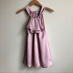 Violet & Claire Pink Satin Ruffle Top NWOT